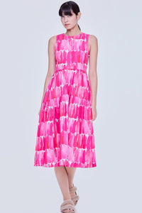 Printed Arc Midi Dress