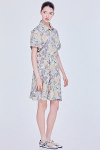Printed Cinched Waist Dress
