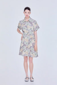 Printed Cinched Waist Dress