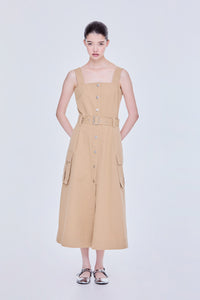 Button Down Sleeveless Midi Dress