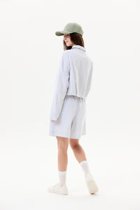 Stripped Zip-Up Jacket Top