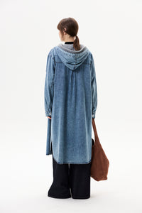 Button-Down Hooded Denim Jacket