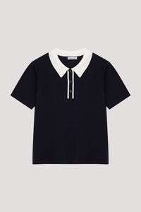 Contrast Polo Knit Top