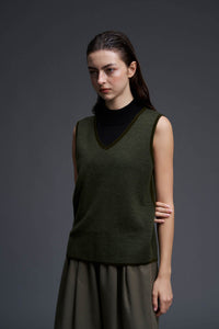 Two-Tone Sleeveless Knit Top
