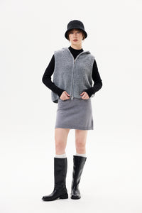 Two-Way Zip Hooded Knit Vest