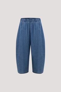 Denim Elasticated Wide-Leg Pants