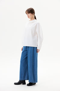 Denim Elasticated Wide-Leg Pants