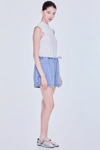 Elasticated Relaxed Denim Shorts