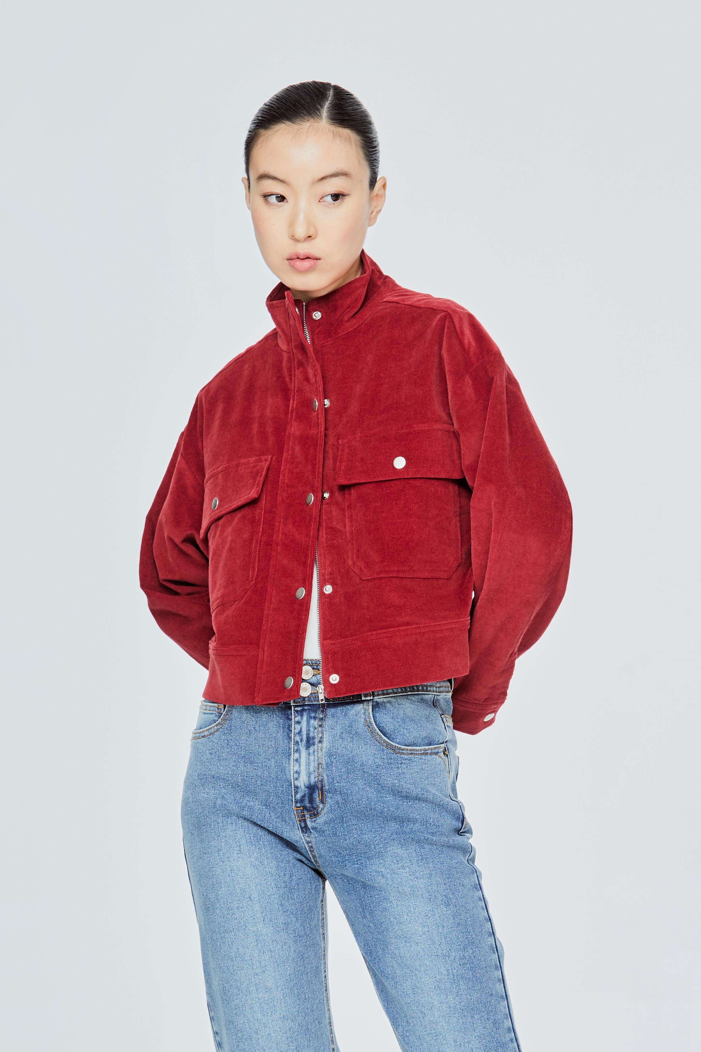 Colour block corduroy jacket best sale