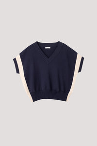 V-Neck Contrast Knitted Vest