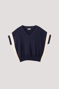 V-Neck Contrast Knitted Vest
