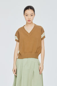 V-Neck Contrast Knitted Vest