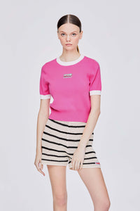 Embroidered Applique Logo Knit Top