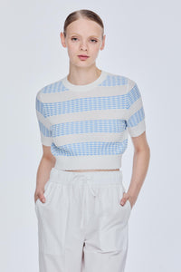 Stripe Scalloped Knit Top
