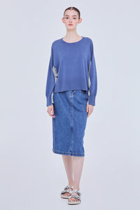 Two Tone Asymmetrical Knit Sweater