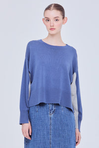 Two Tone Asymmetrical Knit Sweater