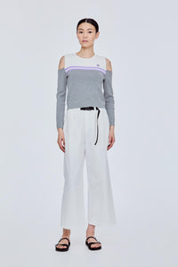 Two Tone Shoulder Cut Out Sweater