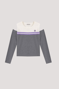 Two Tone Shoulder Cut Out Sweater