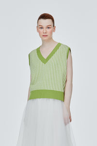 Houndstooth Knit Vest