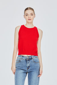 Contrast Rib Halter Top