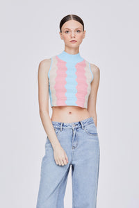 Rainbow Scallop Crochet Crop Top