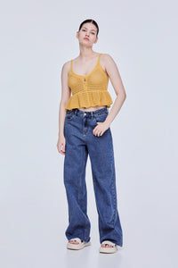 Semi-Sheer Peplum Knit Top