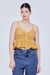 Semi-Sheer Peplum Knit Top