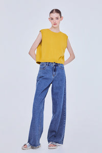 Cropped Knitted Sweater Vest Top