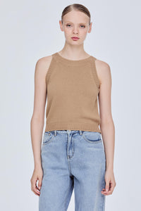 Contrast Rib Halter Top