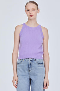 Contrast Rib Halter Top