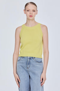 Contrast Rib Halter Top