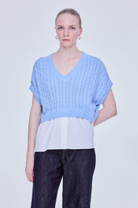 Knitted Vest Layered Shirt
