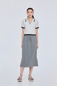 Contrast Trim Collared Top