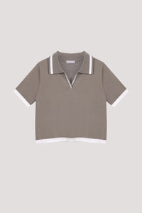 Contrast Trim Collared Top