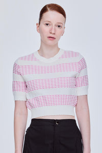 Stripe Scalloped Knit Top
