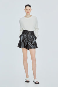Belted Faux Leather Shorts