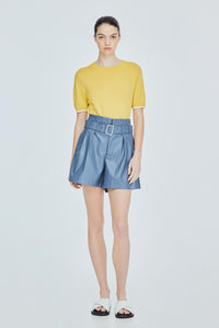 Belted Faux Leather Shorts