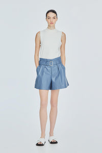 Belted Faux Leather Shorts
