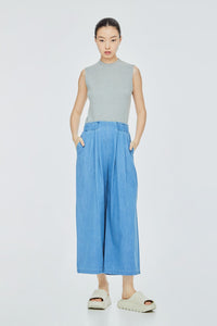 Inverted Pleat Denim Pants