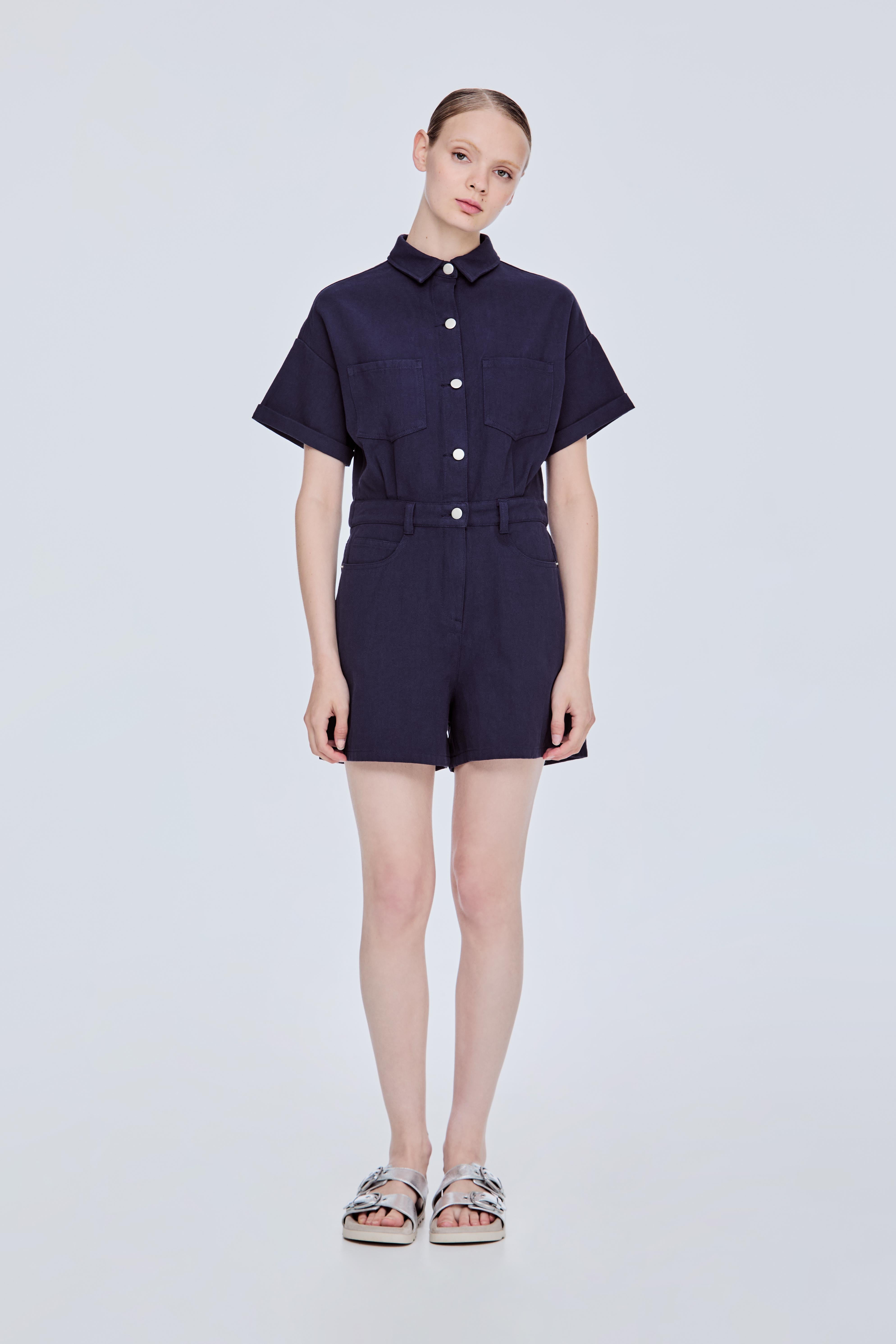 Short Button Down Jumpsuit