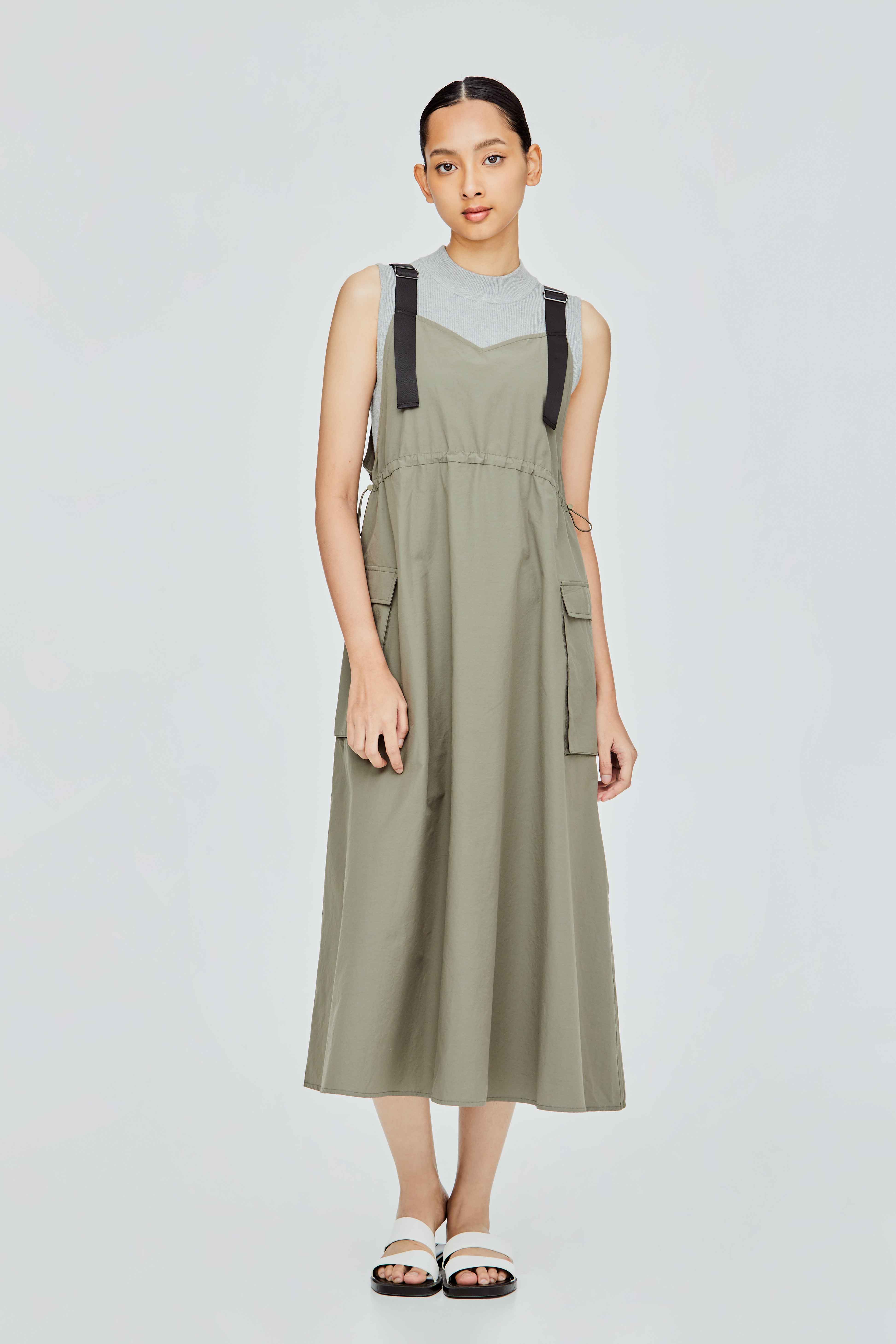 chinese dress ladies Cherry Calico Quilted Pinafore Dress XS/S – OMNIA main image 1