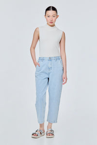 Washed Tapered Leg Jeans