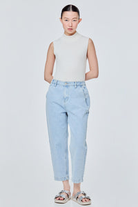 Washed Tapered Leg Jeans
