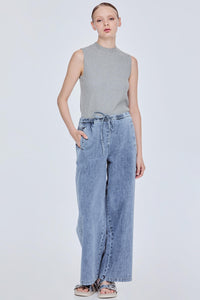 Elasticated Drawstring Denim Pants