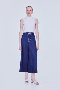 Denim Washed Wide Leg Trousers