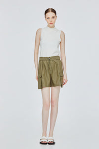 Drawstring Waistband Cargo Shorts