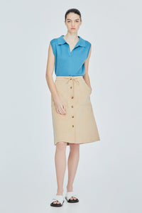 Front Patch Pocket Midi A-Line Skirt