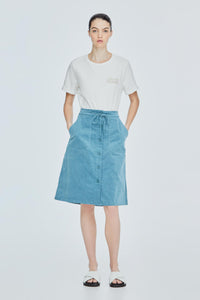 Front Patch Pocket Midi A-Line Skirt