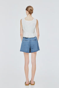Pleated Denim Skort