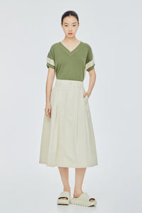 Pleated A-Line Skirt